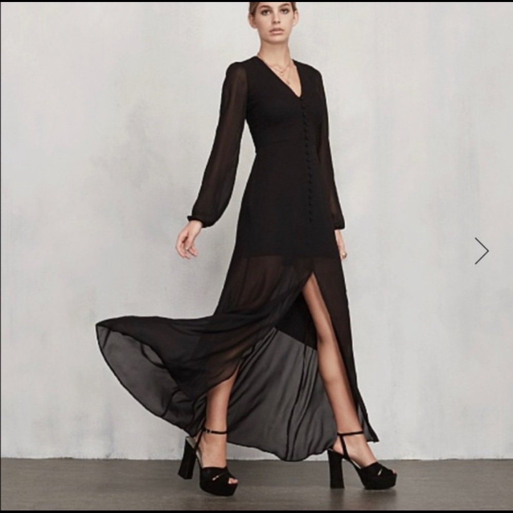 Reformation Camelia Dress Size 2 long black dress